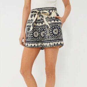 LOVE THE LABEL Dagmar Ivory and Navy Printed Ramona Shorts